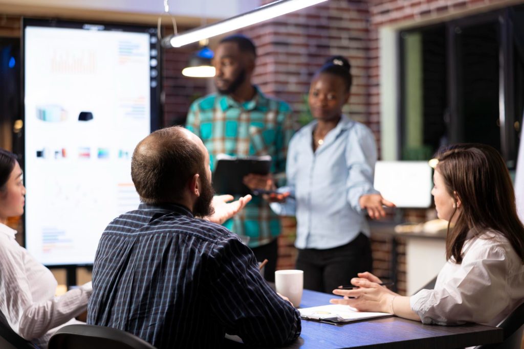 consecutive interpretation occuring in a meeting