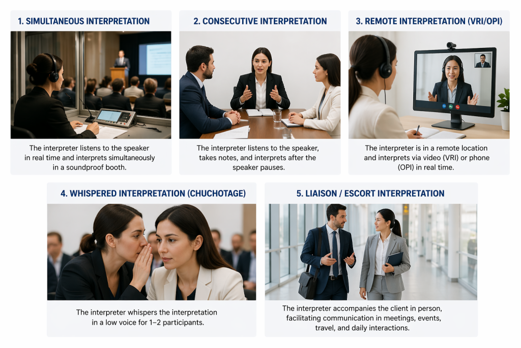 Visual representation of the types of interpretation